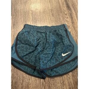 Nike‎ Dri-FIT Running Shorts Teal Blue Leopard Print Athletic Gym Workout